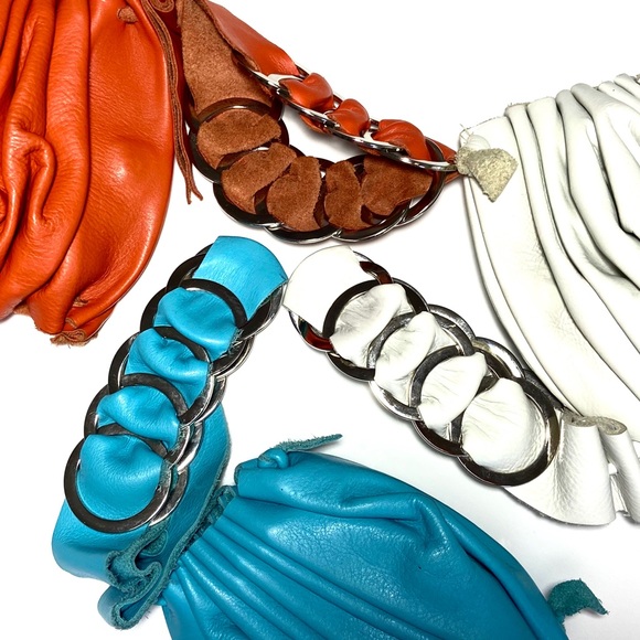 David Galan Ruched Leather O-Ring Strap Wristlet - Picture 4 of 5